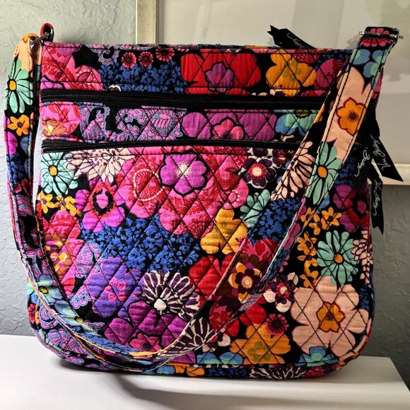 Vera Bradley Handbags - Vera Bradley Floral Fiesta Triple Zip Hipster Crossbody Retired Print